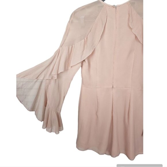 INTERMIX Molly 100% Silk Ruffle Sleeve Romper Dress In Nude Dusty Rose Size XS? - Picture 10 of 16